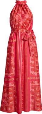 Anne Klein Floral Print Halter Maxi Dress