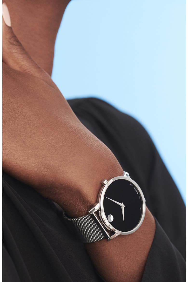 Museum Mesh Strap Watch, 40mm, Alternate, color, BLACK DIAL