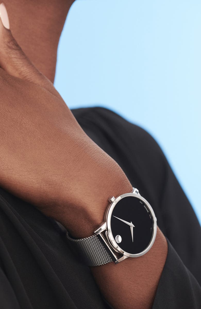 Movado Museum Mesh Strap Watch, 40mm, Alternate, color, 