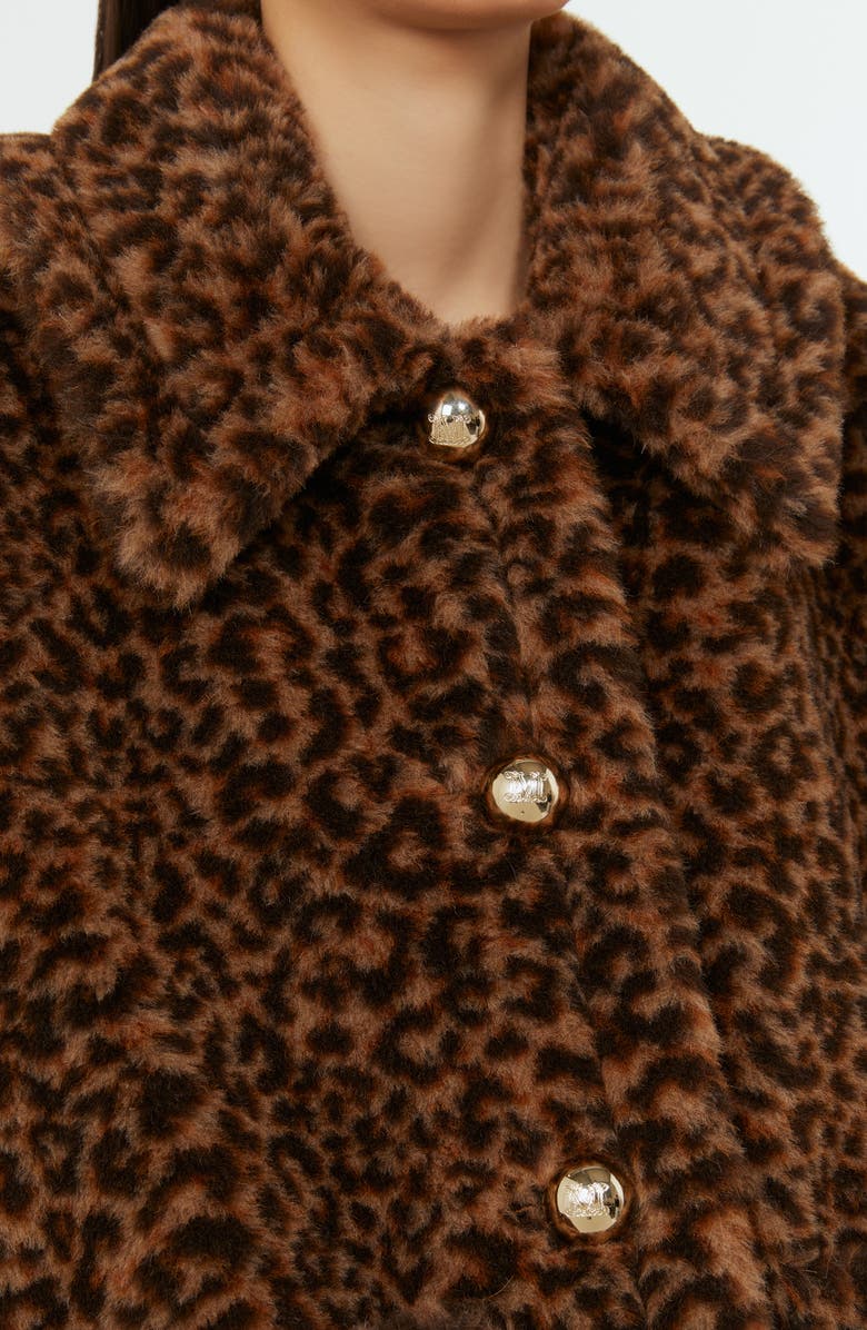 Max Mara Leopard Print Teddy Bear Cape, Alternate, color, Dark Beige