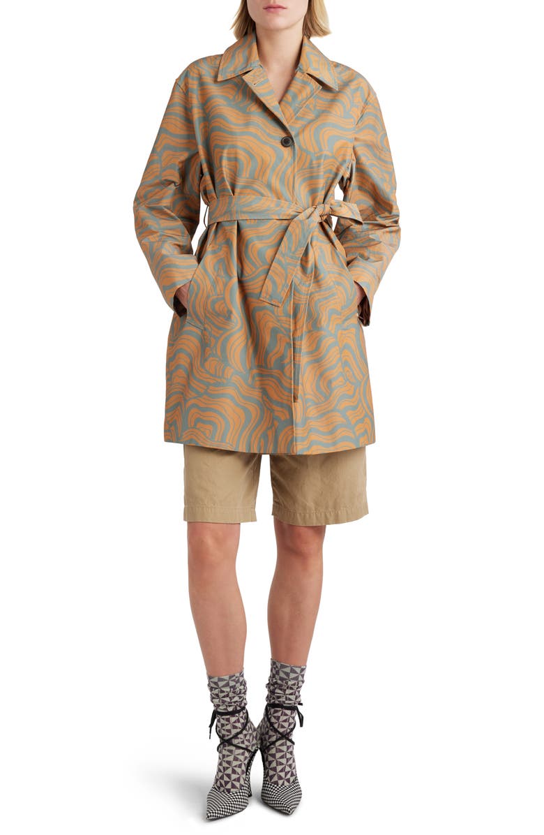 Dries Van Noten Ramblas Abstract Swirl Water Repellent Trench Coat, Alternate, color, 