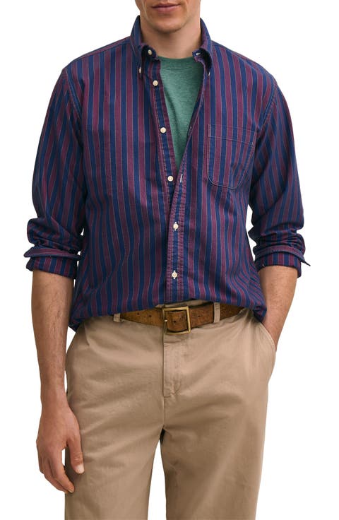 Friday Stripe Cotton Oxford Cloth Button-Down Shirt