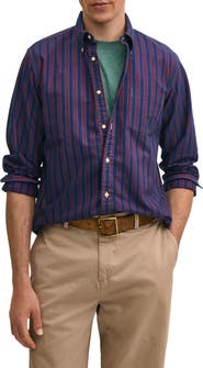 Brooks Brothers Friday Stripe Cotton Oxford Cloth Button-Down Shirt