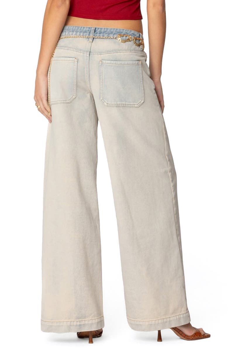 EDIKTED Rhiannon Washed Low Rise Wide Leg Jeans, Alternate, color, Light-Denim