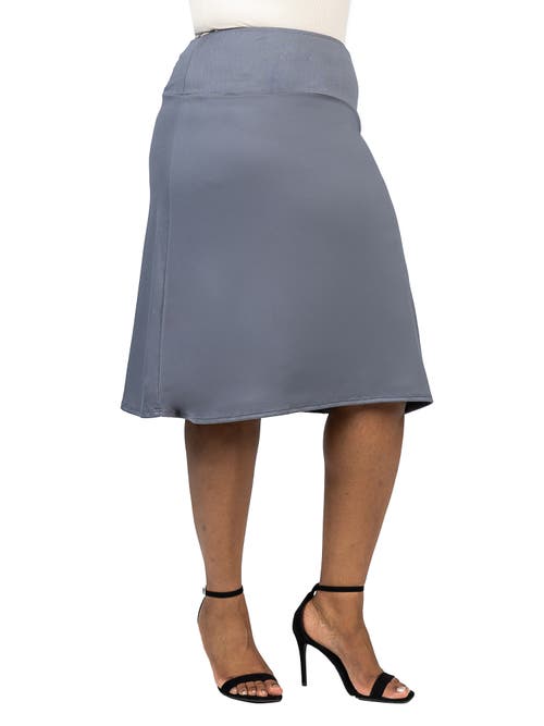 24seven Comfort Apparel Plus Size A Line Elastic Waist Skirt In Gray