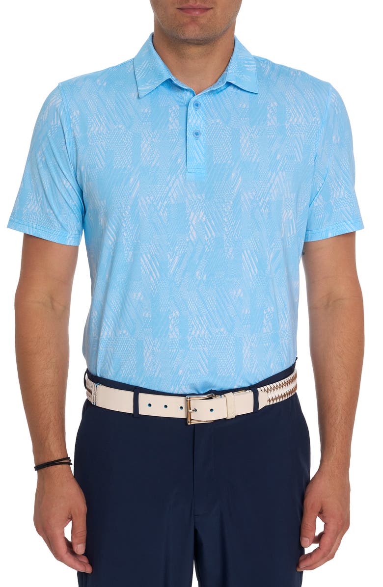 Robert Graham Beauford Short Sleeve Performance Golf Polo, Main, color, Light Blue