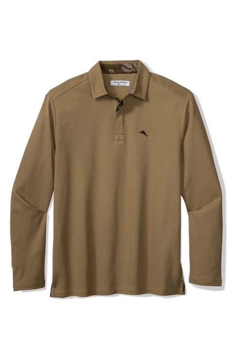 Vintage Vines Long Sleeve Five O'Clock IslandZone® Piqué Polo (Big & Tall)