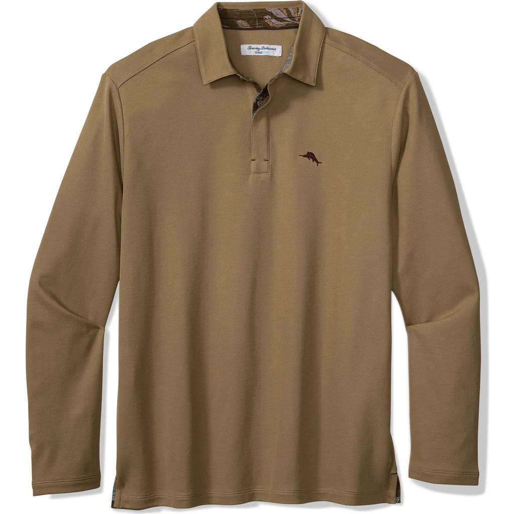 Tommy Bahama Vintage Vines Long Sleeve Five O'clock Islandzone® Piqué Polo In Brown