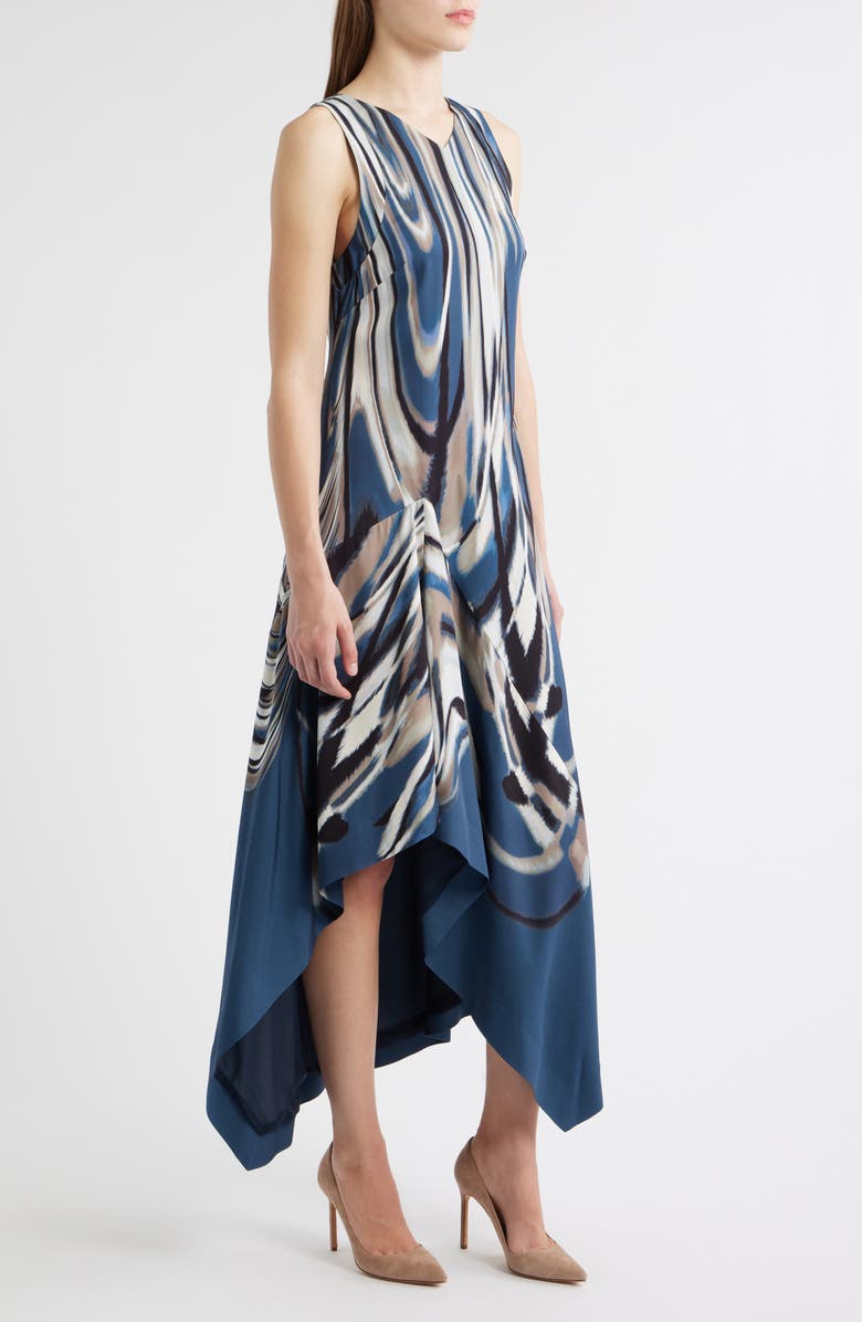 BOSS Donaria Shark Bite Hem Dress, Alternate, color, Blue Jay Swirl