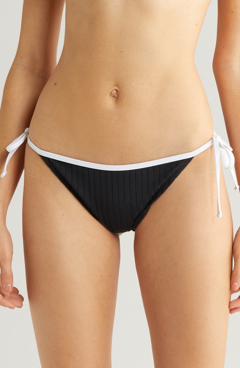 Solid & Striped Iris Rib Bikini Bottoms, Main, color, Blackout