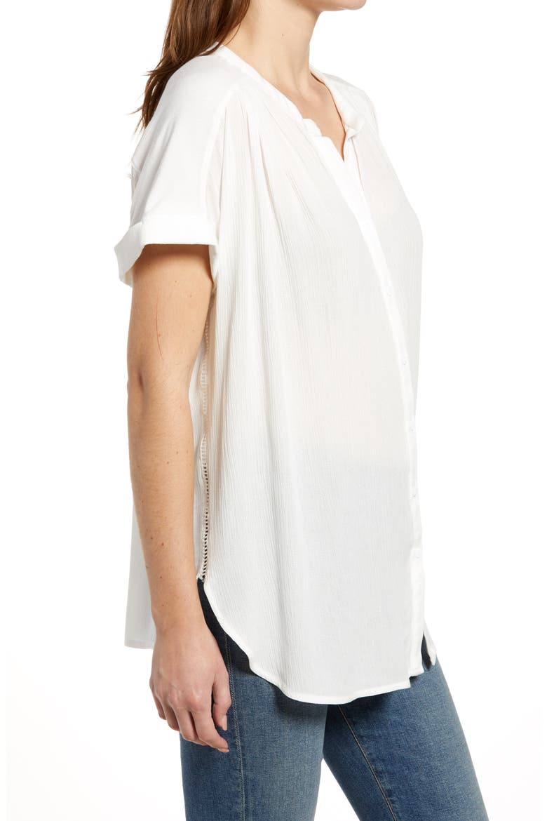Relaxed Button Front Top, Alternate, color, IVORY CLOUD