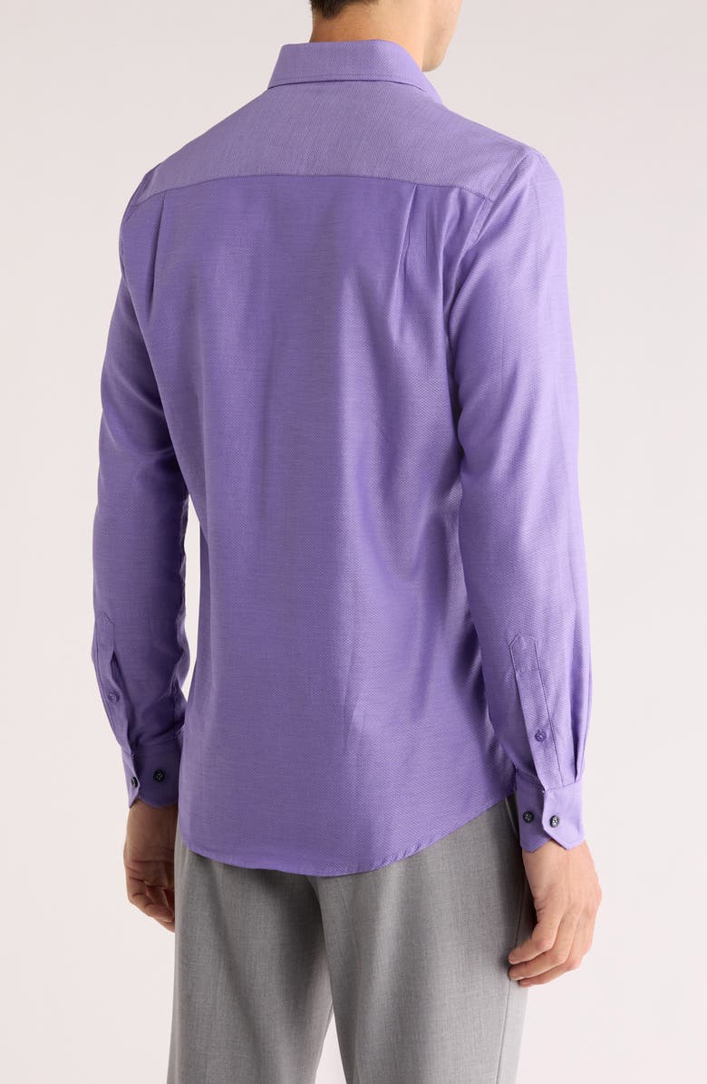 Duchamp Tailored Fit Textured Stretch Cotton Dress Shirt, Alternate, color, Purple