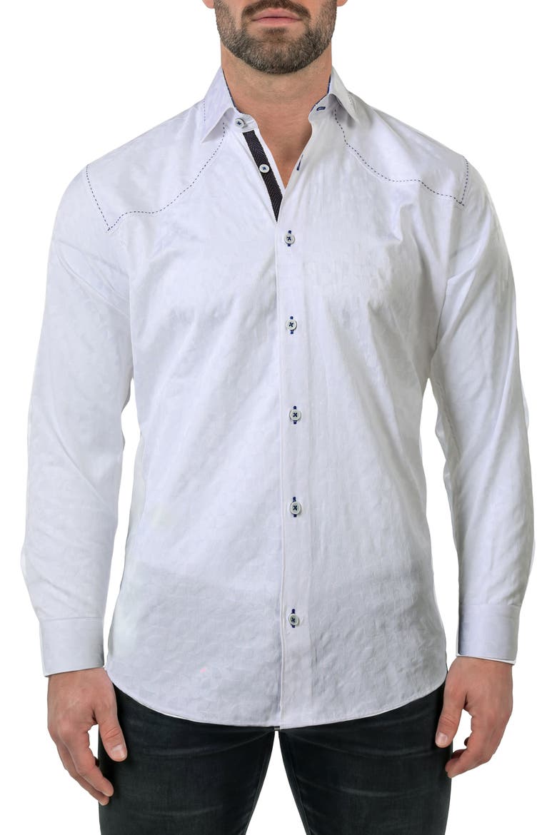 Punto Long Sleeve Woven Dress Shirt, Main, color, WHITE