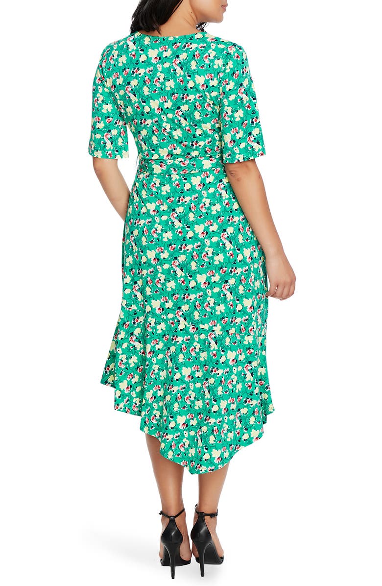 Chaus Garden Sprig Asymmetrical Hem Midi Dress, Alternate, color, 