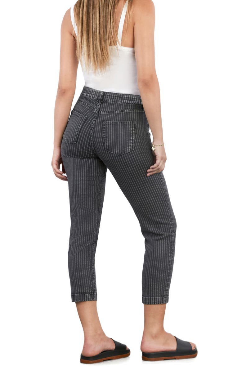 HINT OF BLU High Waist Slim Straight Leg Jeans, Alternate, color, Dark Grey Rr Stripe