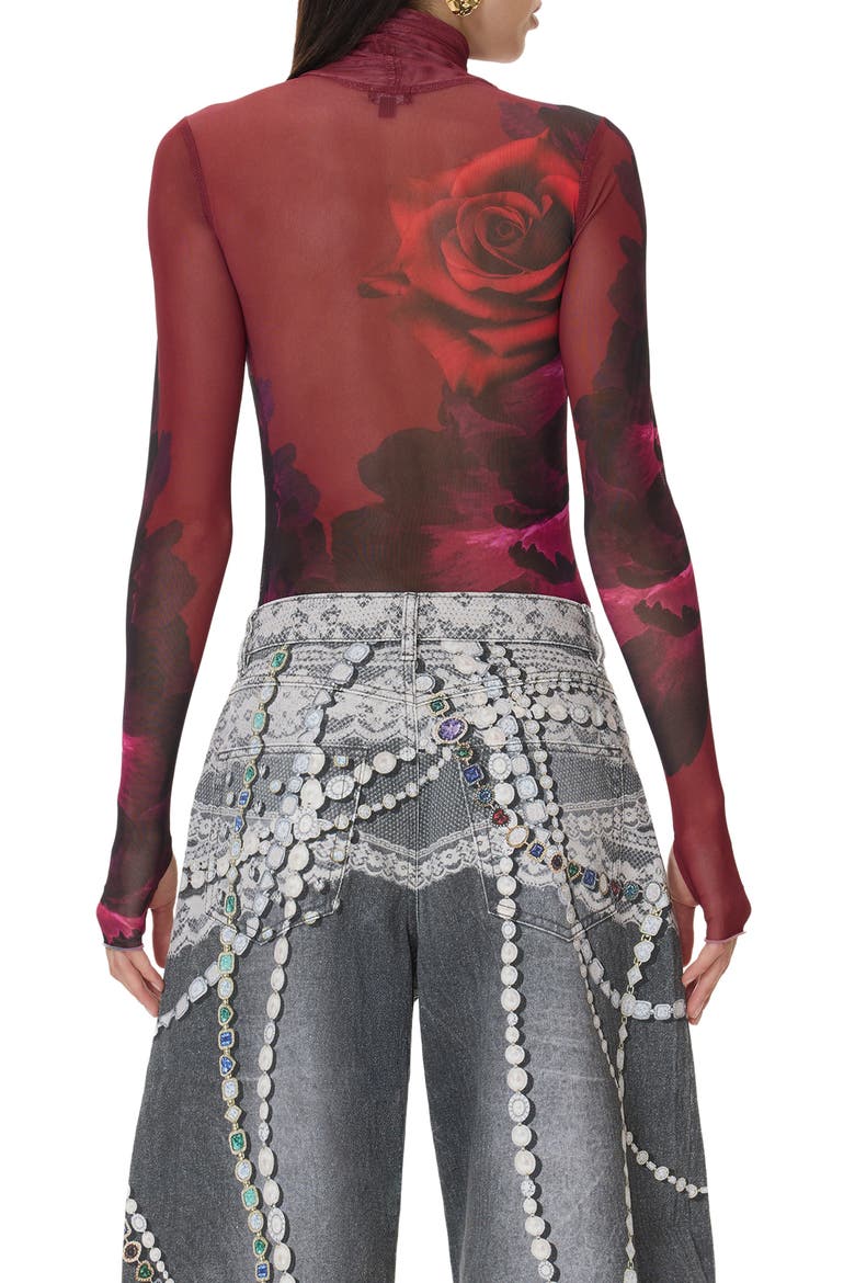 Zadie Mock Neck Mesh Top, Alternate, color, GLOW ROSE