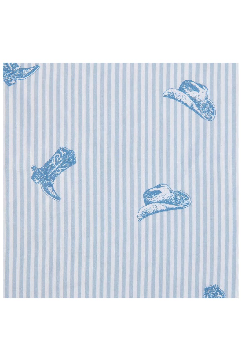 Cowboy Pinstripe Printed Microfiber Sheet Set, Alternate, color, LIGHT BLUE