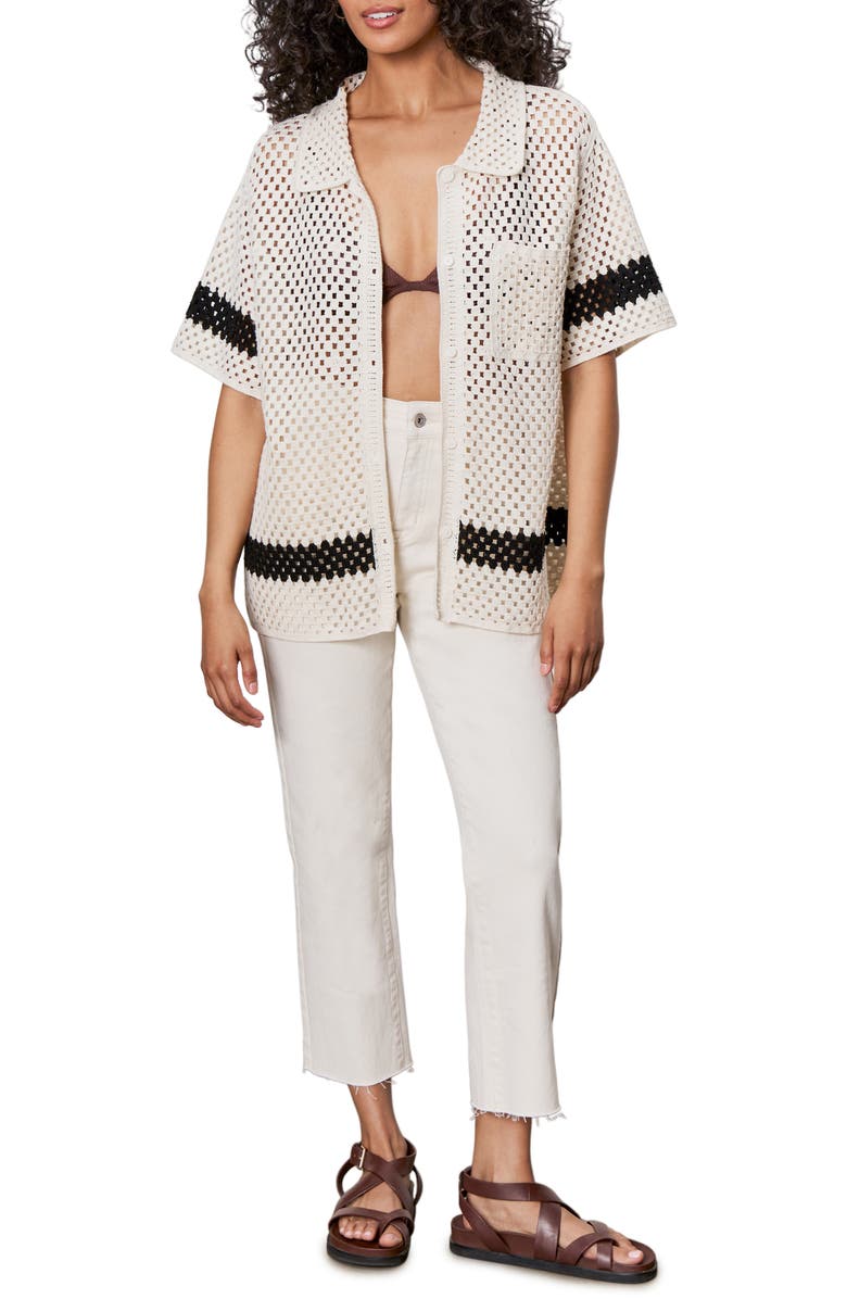 Sanctuary Crochet Stitch Cotton Resort Shirt, Alternate, color, Macrame