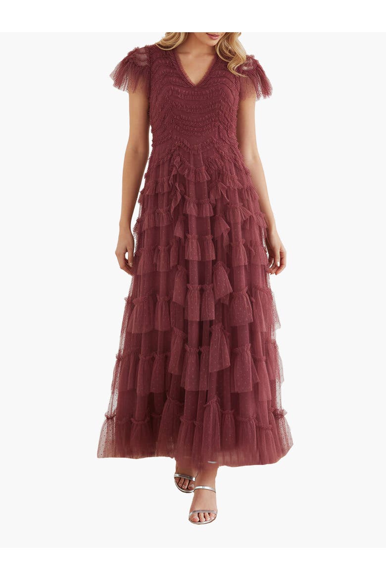 Aviana V-Neck Gown, Alternate, color, Winterberry