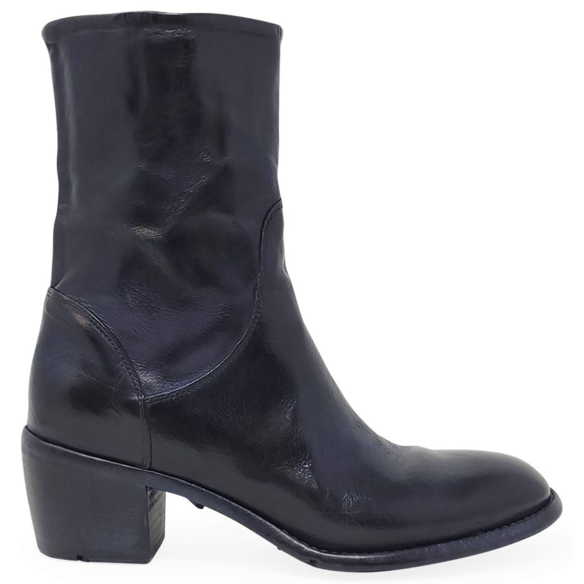 Leather Mid Calf Boot, Alternate, color, NAVY