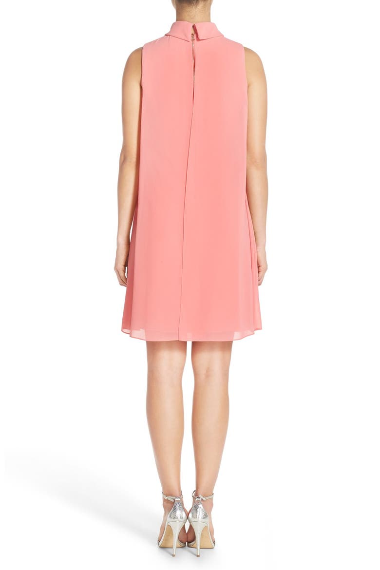 Mock Neck Chiffon Trapeze Dress, Alternate, color, GUAVA