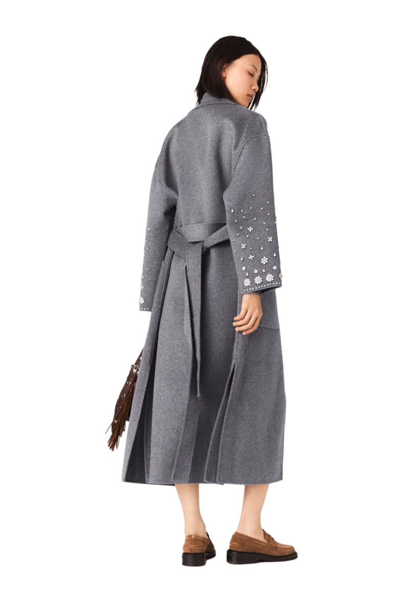 Long double-faced rhinestone coat, Alternate, color, Grey