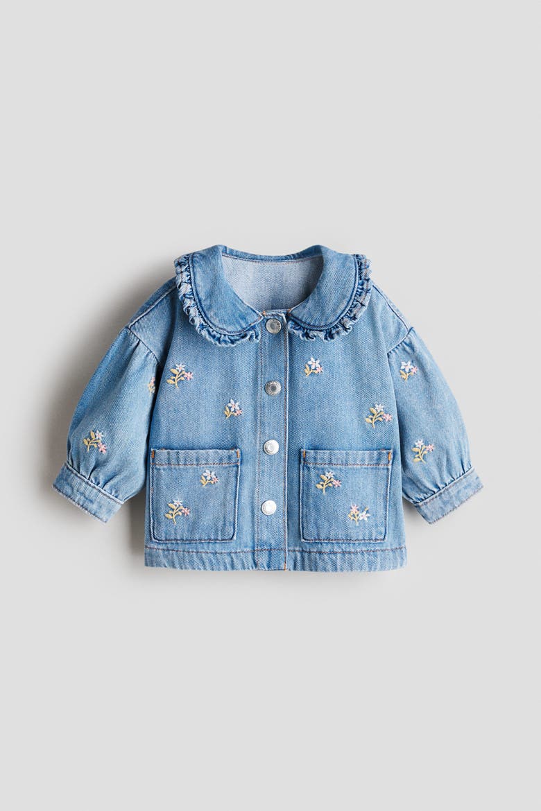 Embroidery-detail Denim Jacket, Main, color, Denim blue/floral