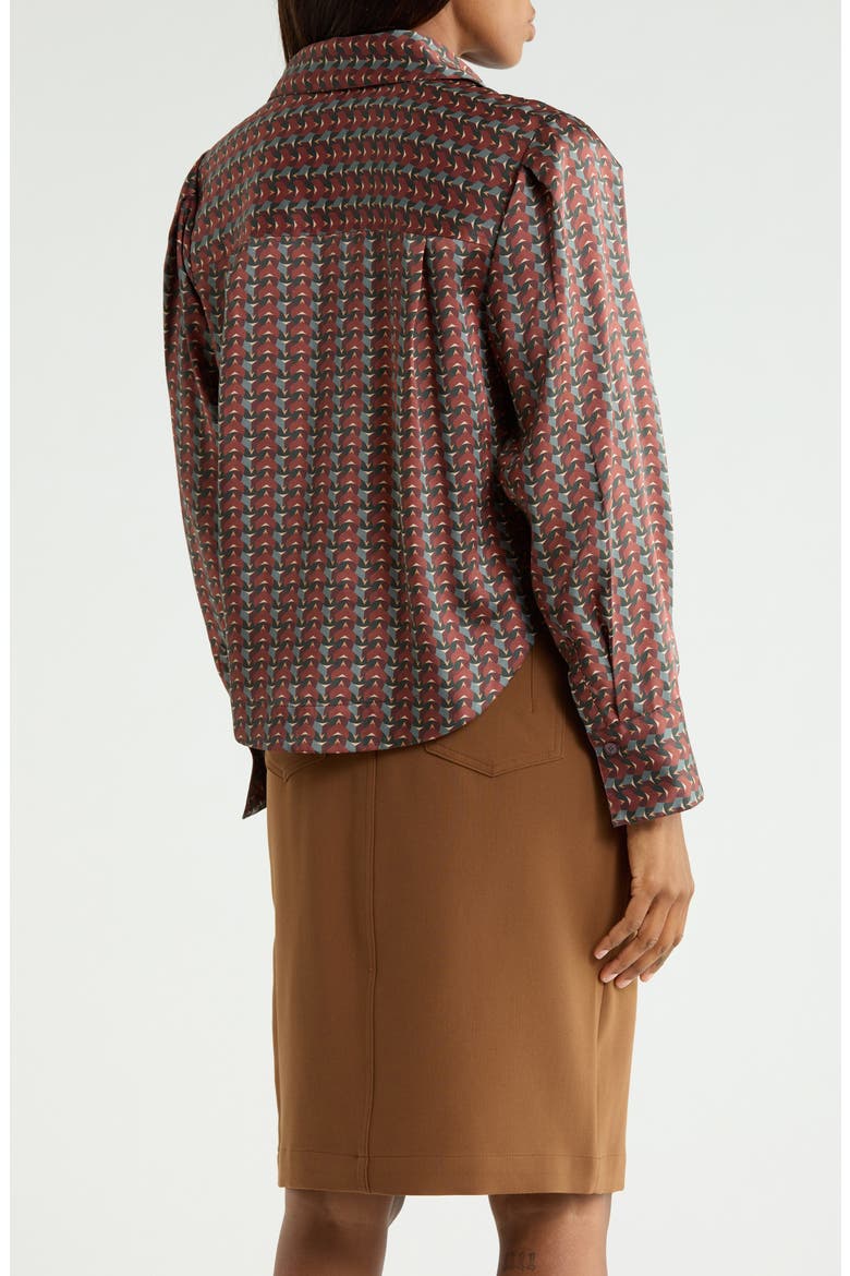 Estrella Geometric Print Cropped Shirt, Alternate, color, MOCHA GEO PRINT