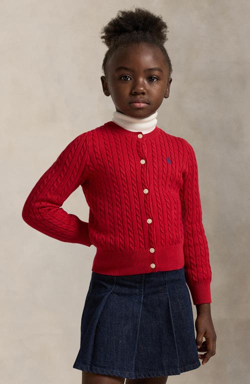 Polo Ralph Lauren Kids' Mini Cable Knit Cardigan In Red