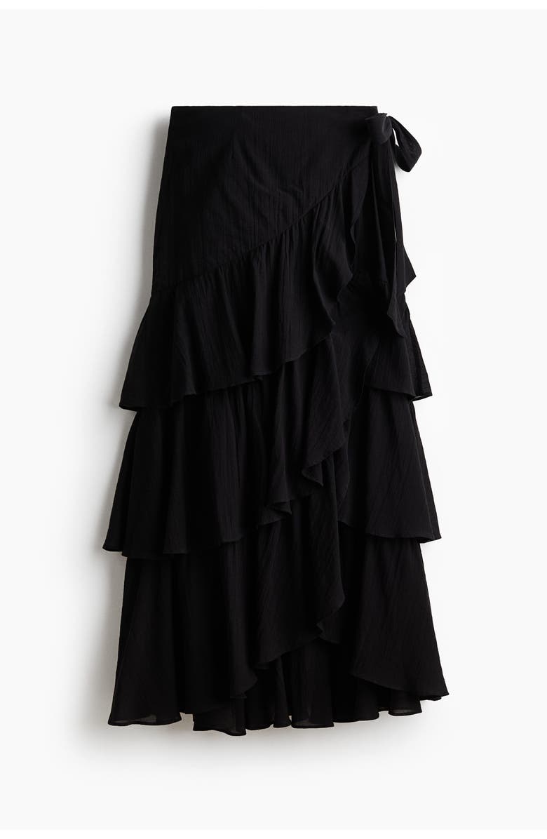 H&M Tiered Wrap Skirt, Main, color, Black
