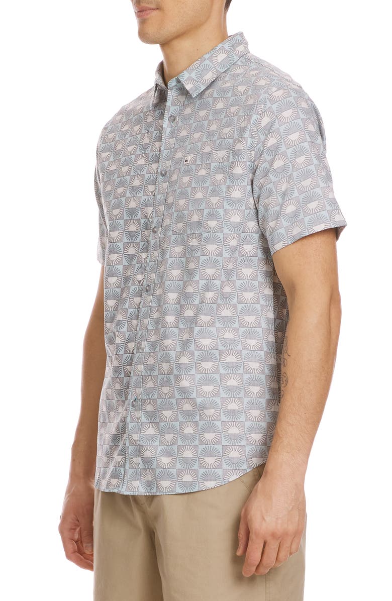 Quiksilver Florever Classic Short Sleeve Button-Up Shirt, Alternate, color, Jade Grey