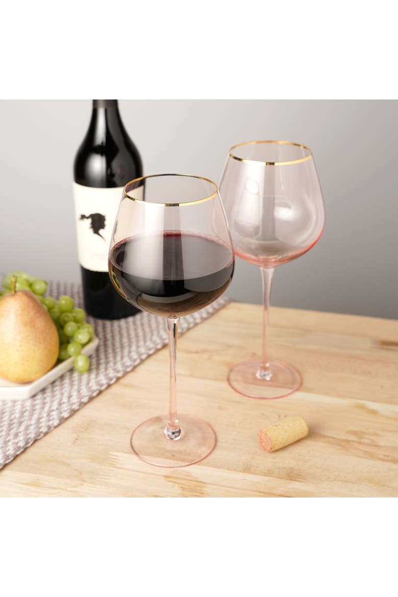 Rose Crystal Red Wine Glasses Set of 2, Alternate, color, ROSE
