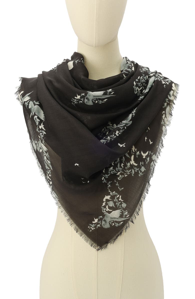 AllSaints Flight Back Large Square Scarf, Alternate, color, Black