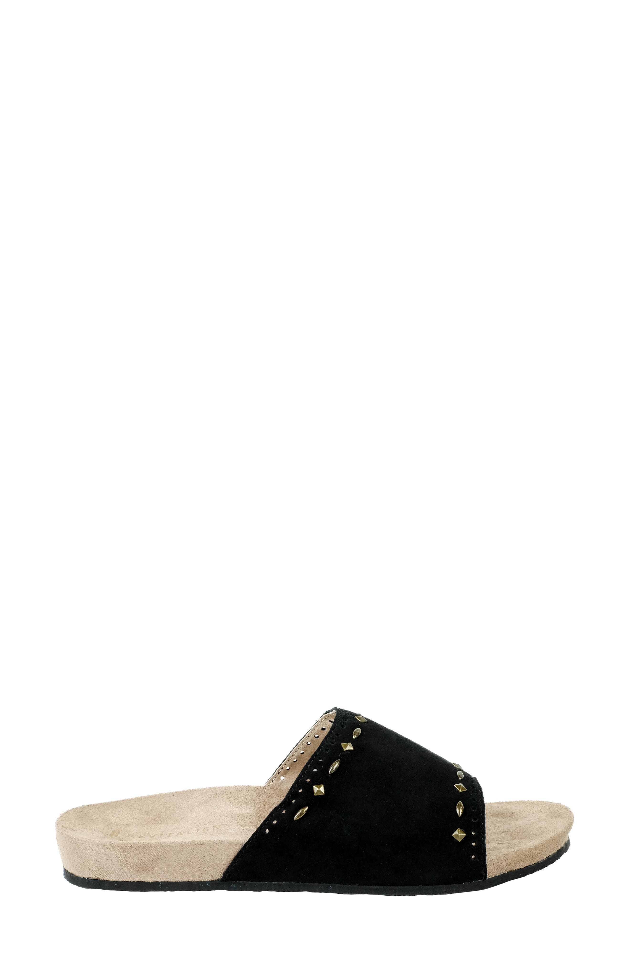 Sofia Stud Orthotic Slide Sandal, Alternate, color, BLACK