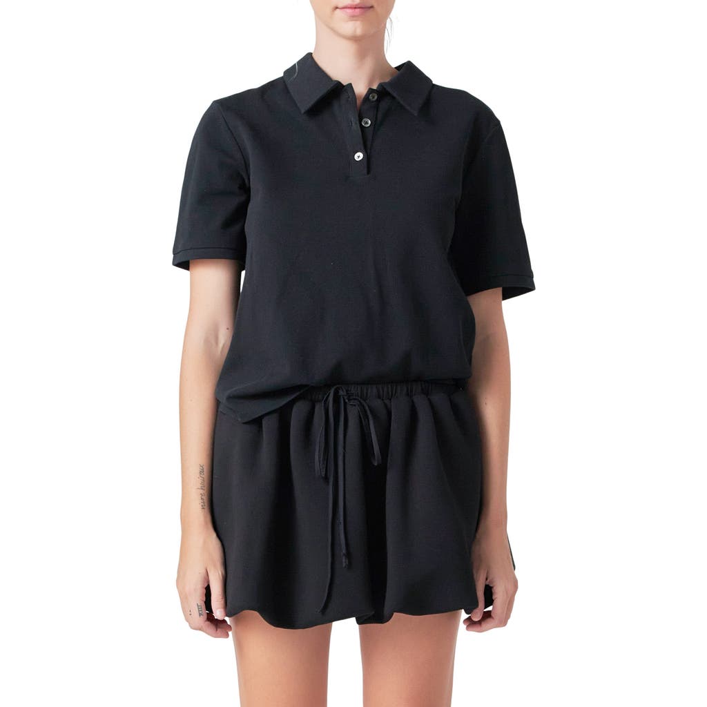 Grey Lab Cotton Piqué Polo In Black