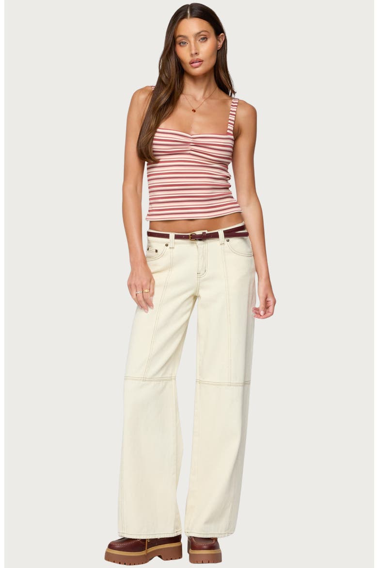 Adelia Stripe Ruched Knit Top, Alternate, color, BURGUNDY MIX