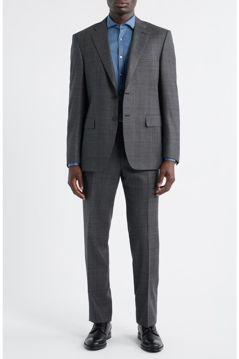 Siena Regular Fit Charcoal Grey Glen Plaid Super 130s Wool Suit, Main, color, CHARCOAL