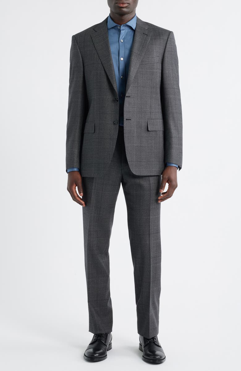 Canali Siena Regular Fit Charcoal Grey Glen Plaid Super 130s Wool Suit, Main, color, Charcoal