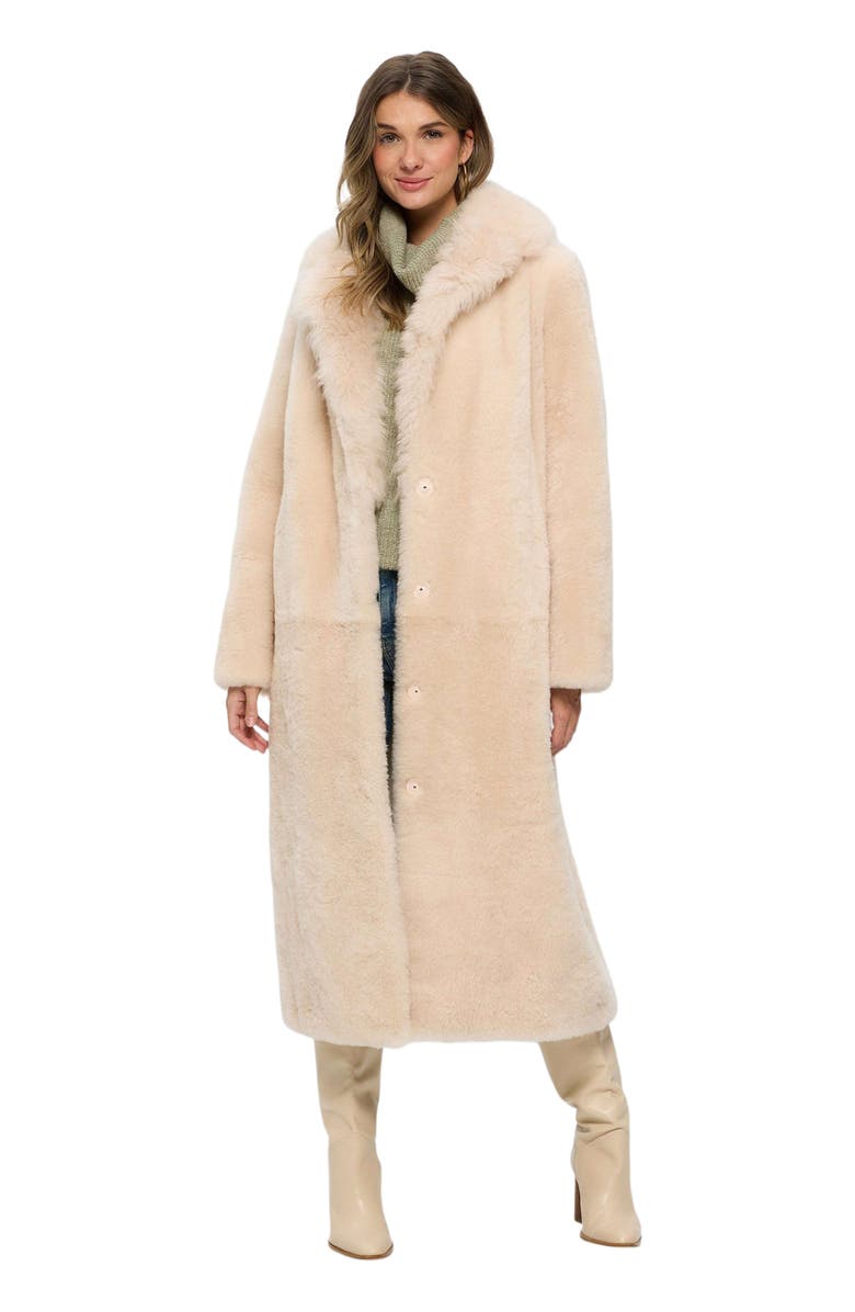 GORSKI Sheared Genuine Shearling Coat, Main, color, Light Beige