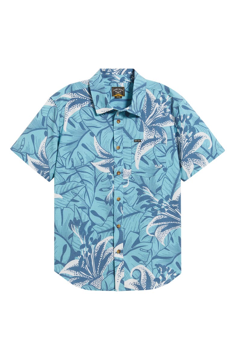 DARK SEAS Webster Floral Short Sleeve Cotton Buttion-Up Shirt, Main, color, Blue