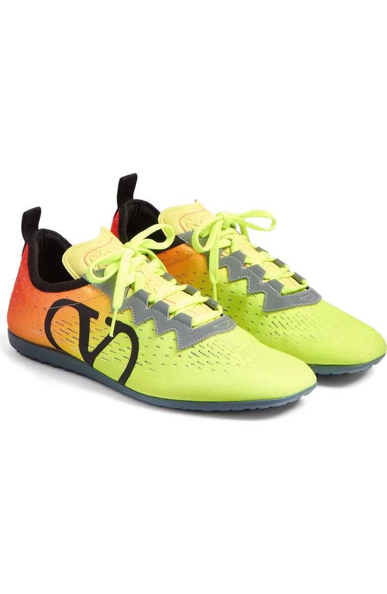 Valentino Garavani Chromathon Ombré Sneaker, Main, color, Lime/ Orange Fluo