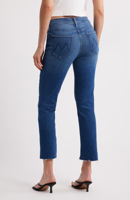 Mother The Dazzler Mid Rise Ankle Fray Jeans In Blue