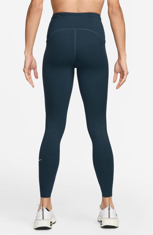 Nike Women's Swift High-waisted 7/8 Running Leggings With Pockets In Armory Navy/reflective Silver