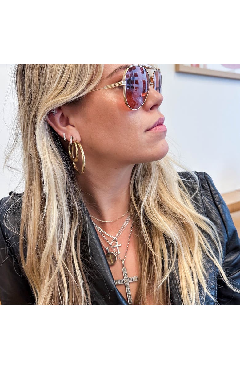 Outofoffice Silver Textured Cross Charm Necklace, Alternate, color, Silver