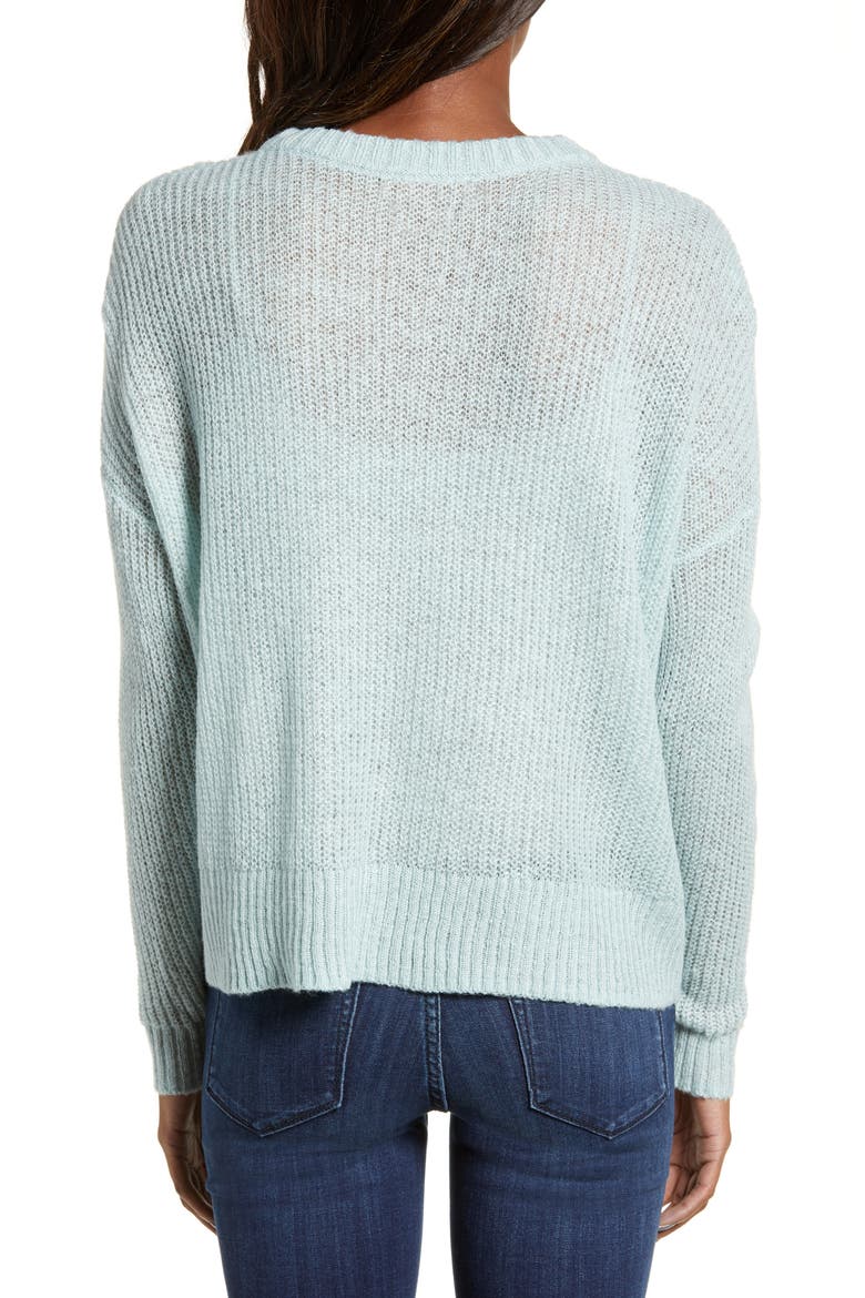 Pointelle Stitch Sweater, Alternate, color, BLUE CLOUD