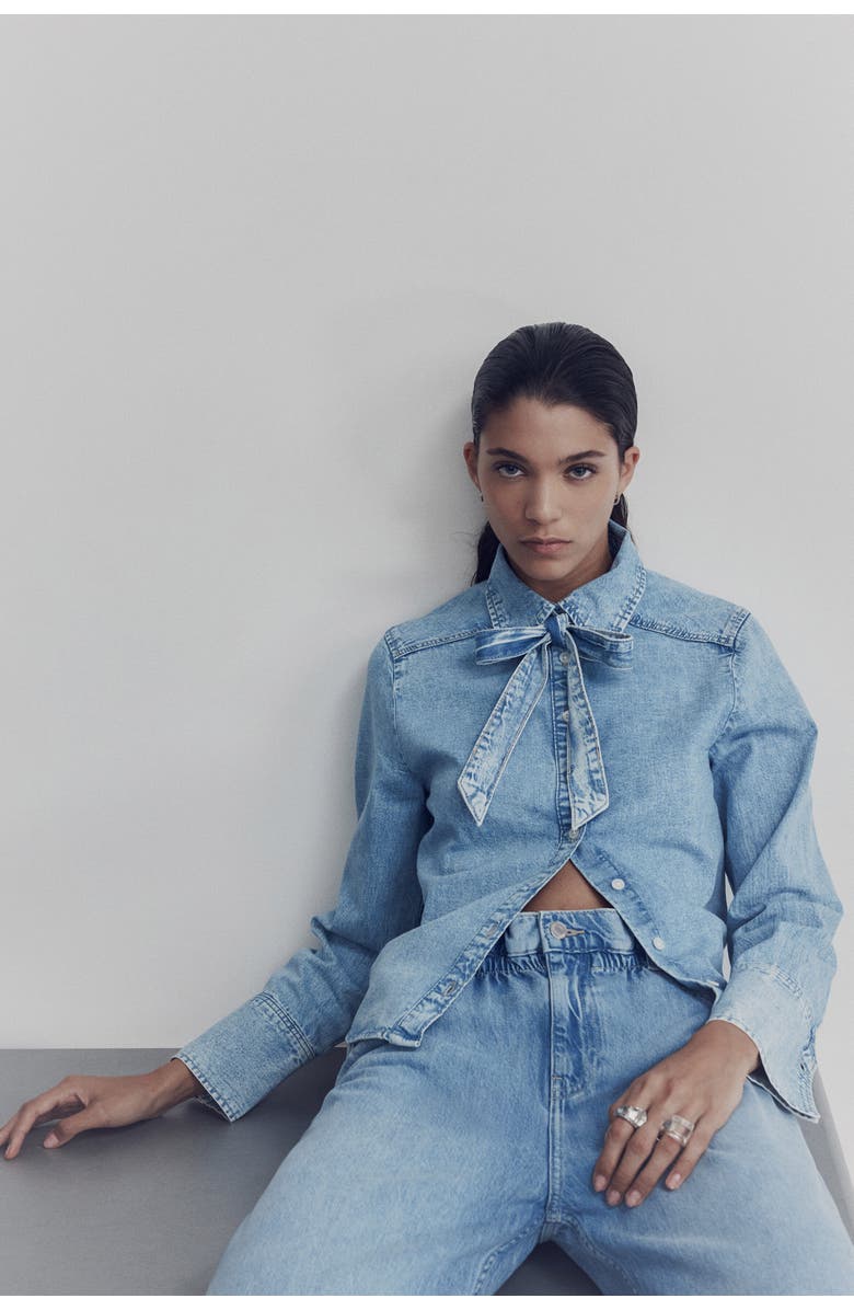 H&M Belted Paper Bag Jeans, Alternate, color, 