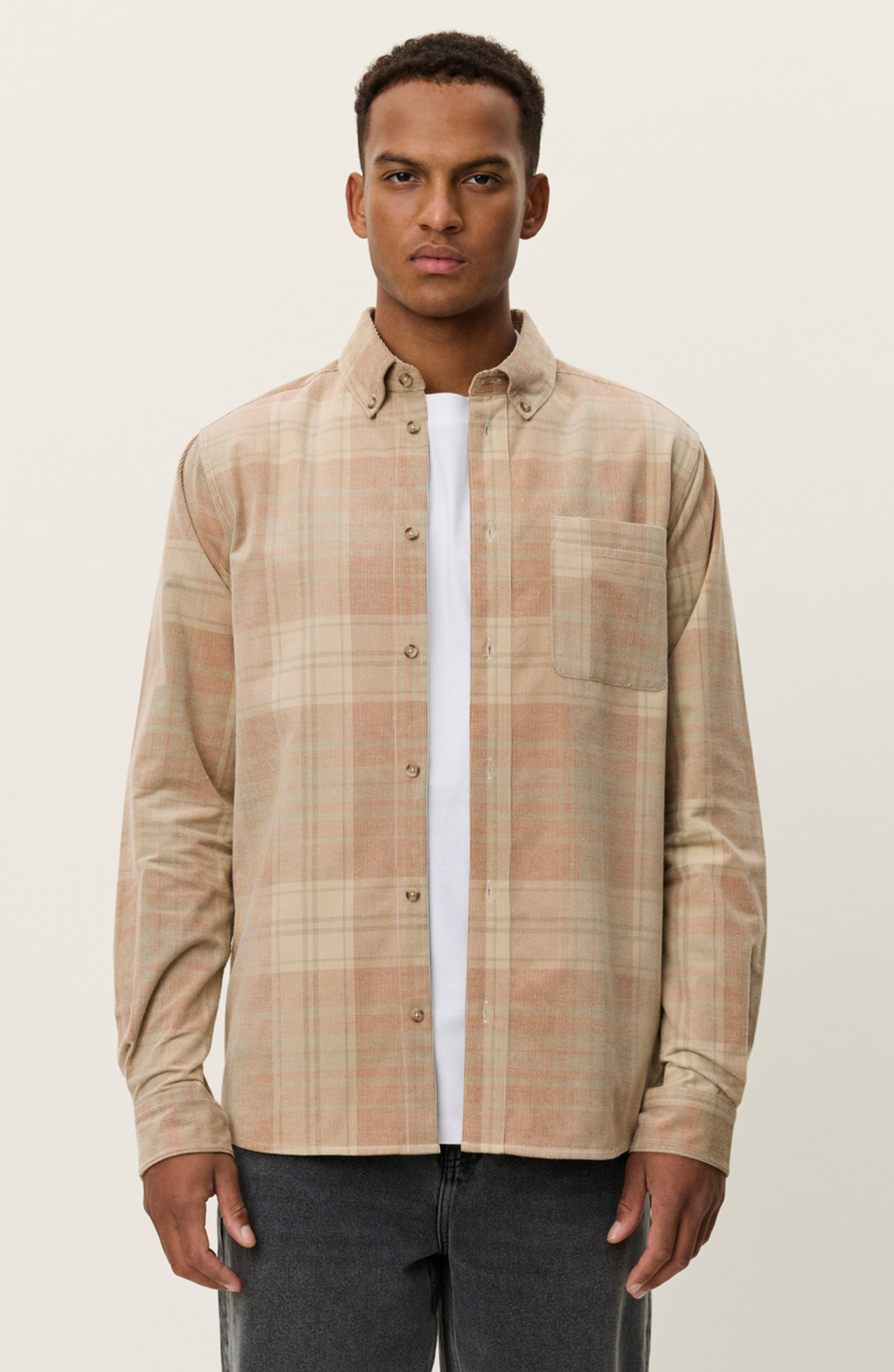 Les Deux Kash Check Corduroy Button-Down Shirt (Men) | Nordstrom