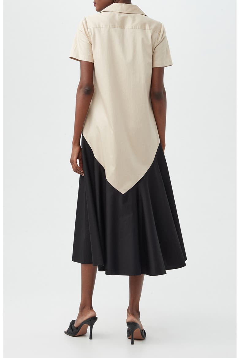 Neola 2 Colorblock Short Sleeve Organic Cotton Shirtdress, Alternate, color, SAHARA STONE/ BLACK