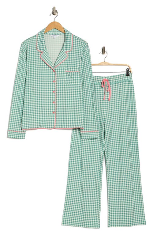 Honeydew Quiet Night Long Sleeve Button-up Top & Pants Pajamas In Green