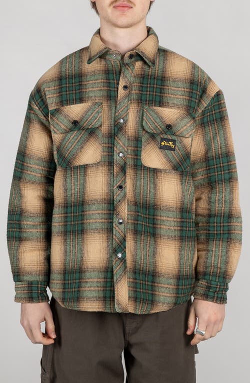 Stan Ray Plaid Cotton Overshirt In Olive Plaid